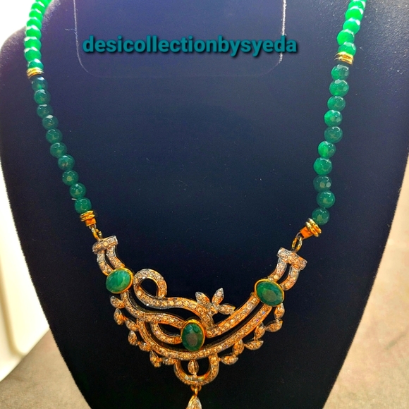 Zircone Pendant Necklace With Sapphier And Emerald - Picture 1 of 7
